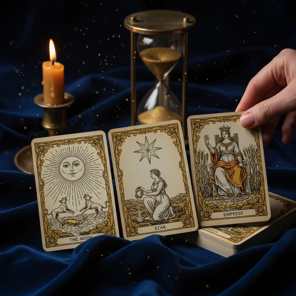 Tarot del futuro — bola de cristal y cartas iluminadas